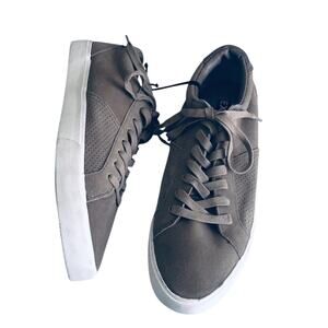 Express Women's SZ 8 Suede Leather Taupe Lace Up Sneaker